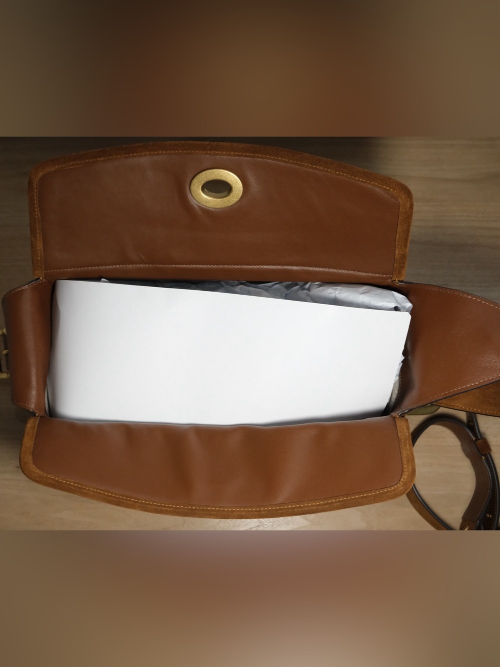 Coach Chestnut Brown Suede Turnlock Haversack Bag - Picture 10 of 16